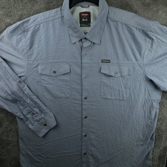 Wrangler Regular Fit 2XL Blue Long Sleeve Button Up Shirt Outdoors Fishing - Picture 1 of 16